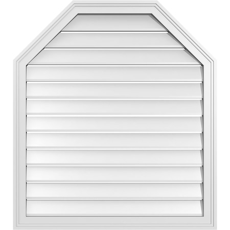 Ekena Millwork Octagonal Top Surface Mount PVC Gable Vent w/ 2"W x 1-1/2"P Brickmould Frame, 32"W x 36"H GVPOT32X3602SF